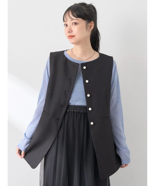 earth music&ecology パールボタンジレ Black