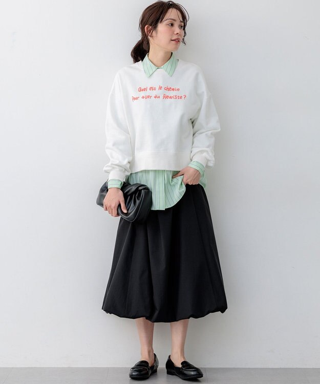 組曲 ソフトクロスバルーン スカート ブラック系