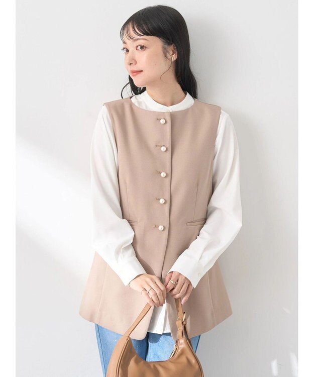 earth music&ecology パールボタンジレ Beige