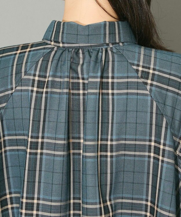 Green Parks ボウタイリボン付裾バルーンシャツワンピース Green