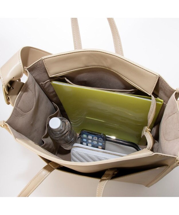 UNBILLION カシュカシュ cachecache / サッシュベルトショルダーキャリーオントートバッグ ベージュ