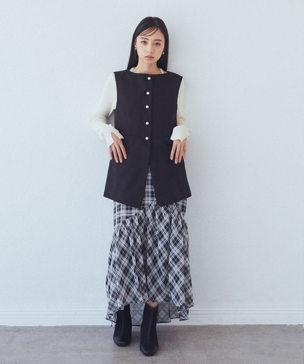 earth music&ecology パールボタンジレ Black