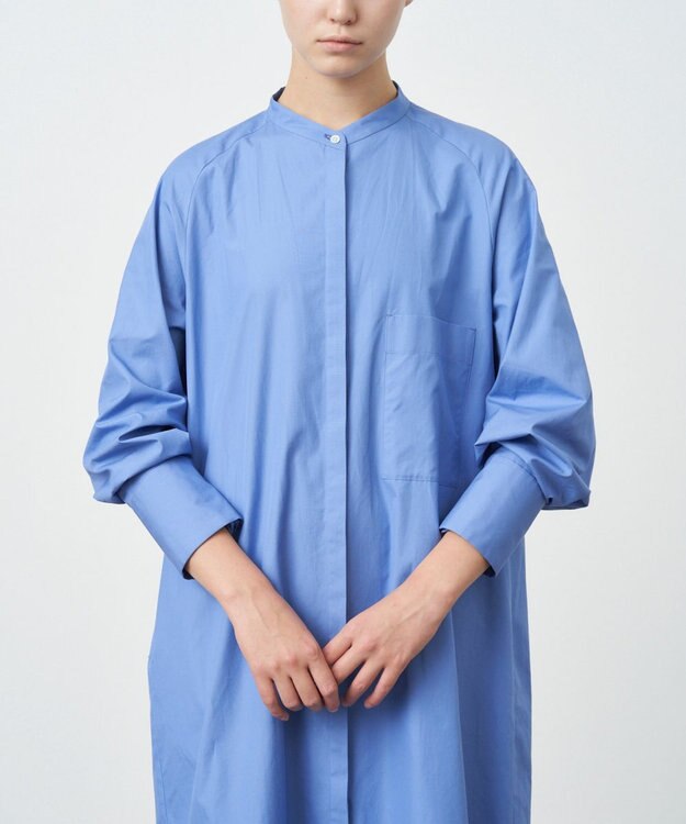 ATON SUVIN BROAD | バンドカラードレス SAX