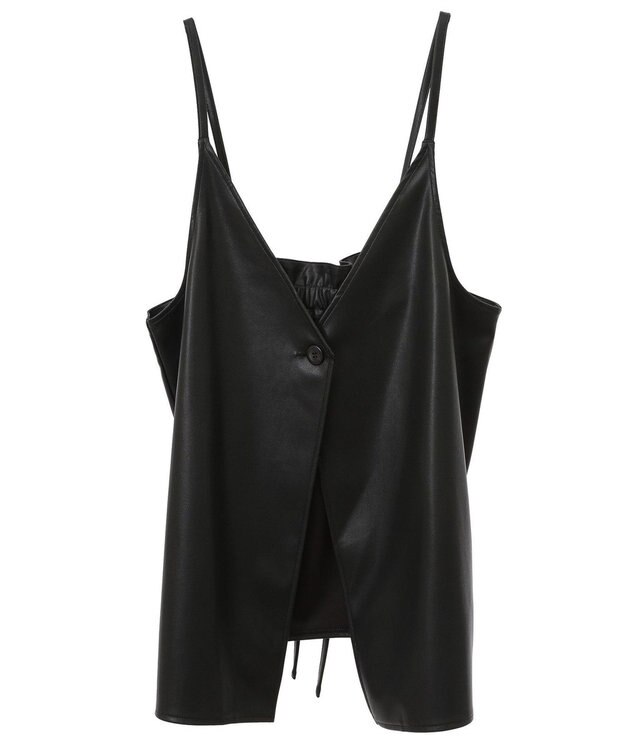 Green Parks フェイクレザーキャミベスト Black