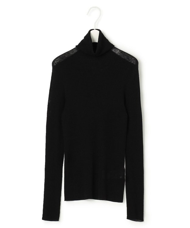 ICB 【洗える】シアーウール タートルニット ブラック系