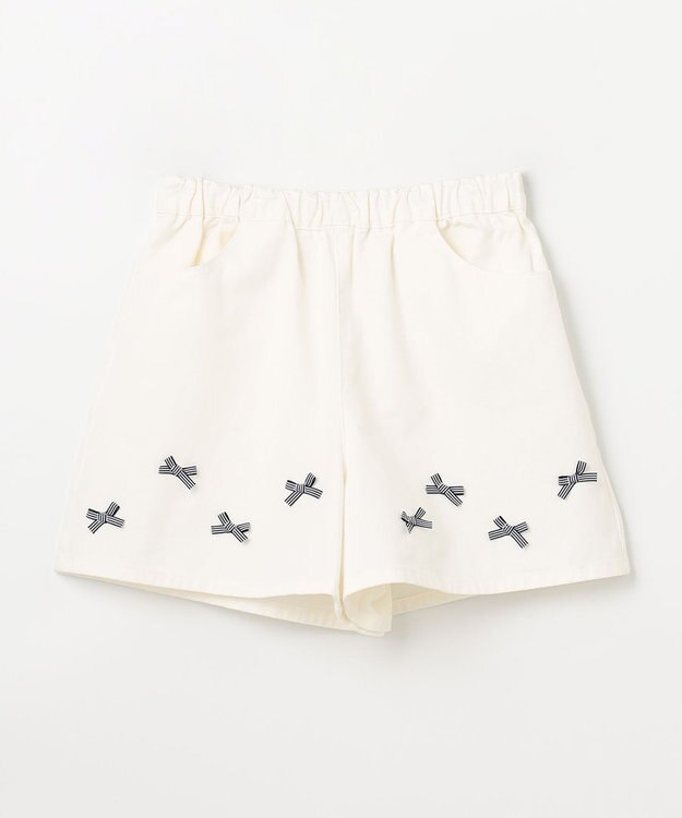 ANY KIDS ひんやりクール リボンショートパンツ オフホワイト