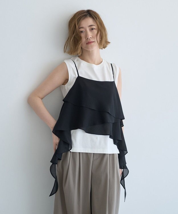 YECCA VECCA コットンスムースノースリーブトップス Off White