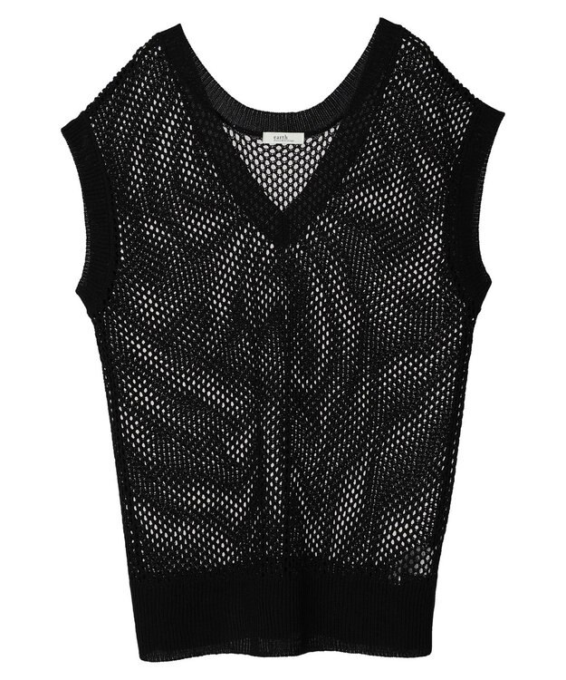 earth music&ecology Ｖネックメッシュベスト Black
