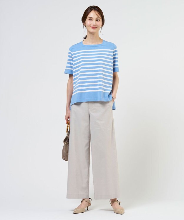 J.PRESS LADIES S 【人気素材】セルロースリネンストレッチ セミワイド パンツ ナチュラル系