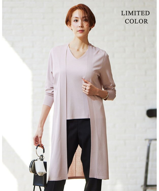 ICB 【WEB限定カラーあり】 シンセティックハイゲージ ロングカーディガン ピンク系［WEB限定］