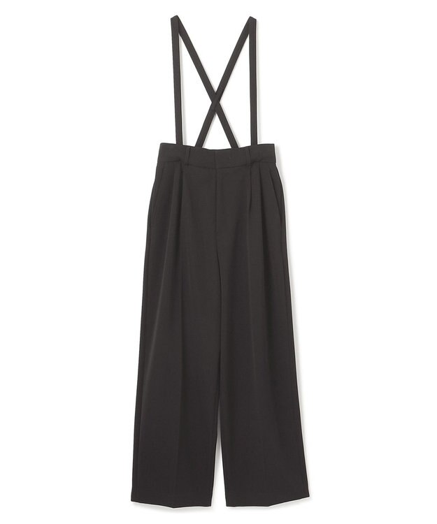 uncrave 【防しわ・UVカット・洗濯機洗い可】バルキーツイル ワイドパンツ(サスペンダー付き)（uncrave STANDARD） ブラック