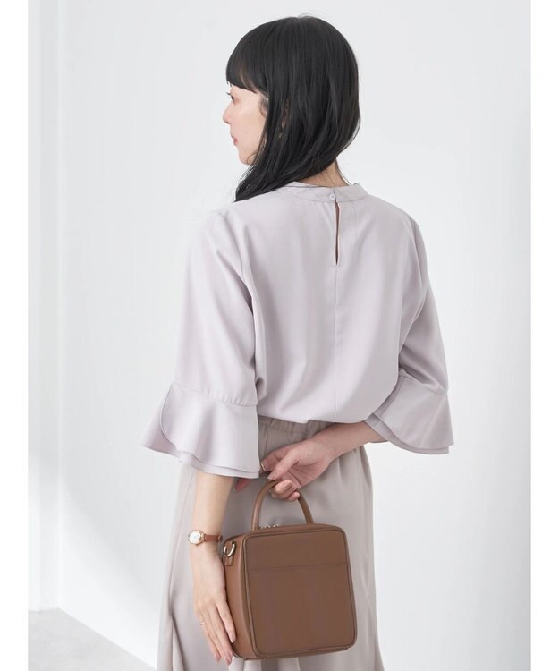 earth music&ecology ラッフル７分袖ブラウス Pink Beige