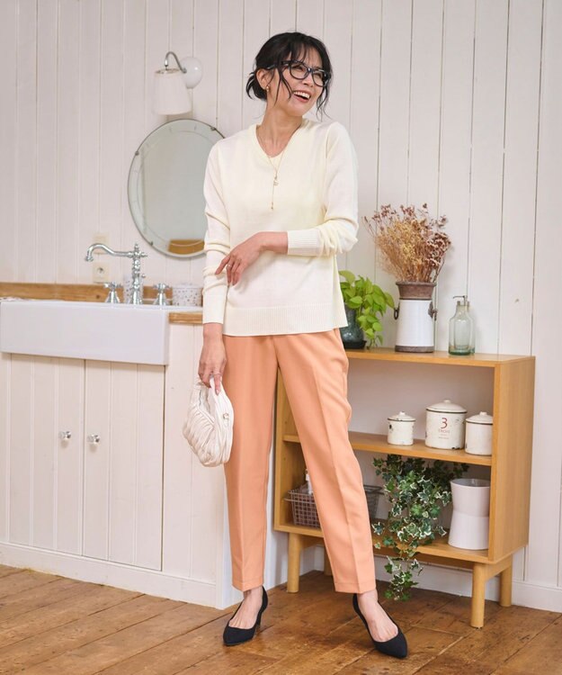 WEGO 【WEB限定/2025年秋冬新作/洗濯OK/毛玉レス/MLXLサイズ展開/オフィス/カジュアル】ベーシックニットセーター オフホワイト