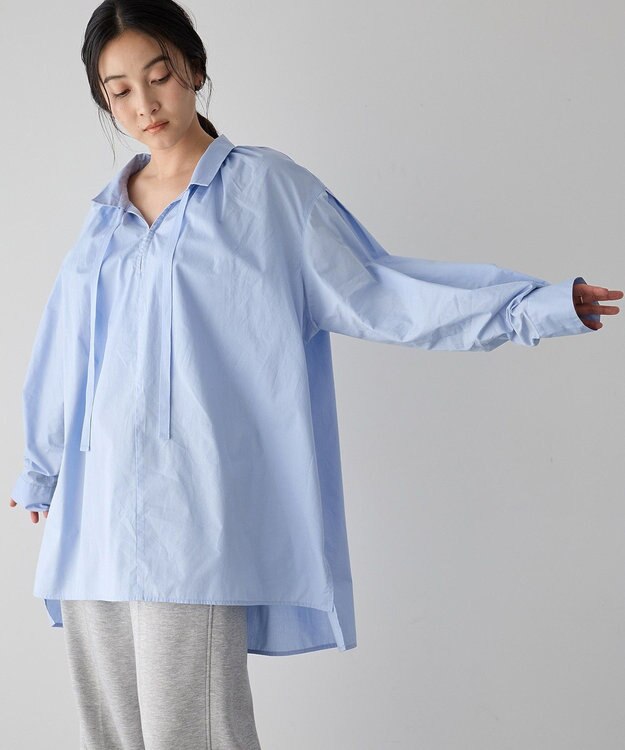 YECCA VECCA タイプライタースキッパーオーバーシャツ Sax