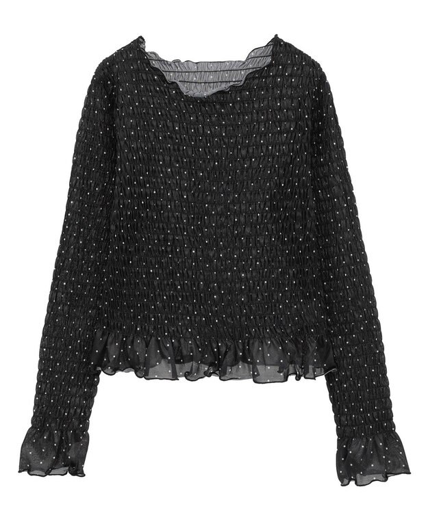 earth music&ecology シャーリングメロープルオーバー Dot Black