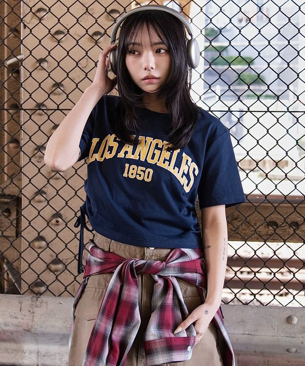 WEGO グラフィックサイドリボンドロストショートT 柄2