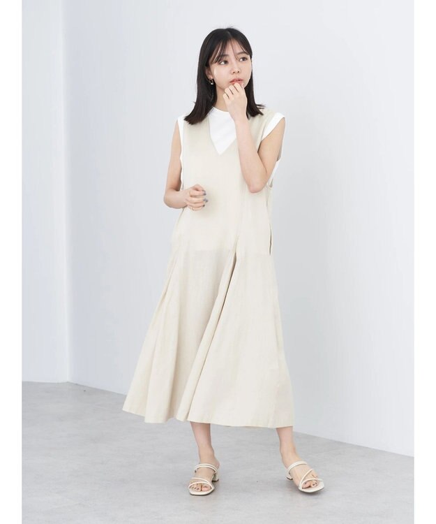 earth music&ecology ツイルフレアジャンスカ Light Beige