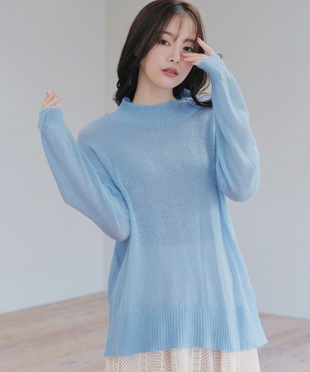 Tiaclasse 【洗える】シアープルオーバーニット サックス