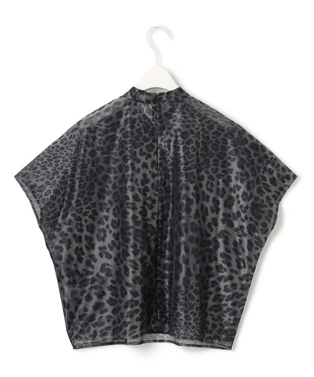 ICB L 【洗える】シアーカールマイヤー ブラウス チャコール系