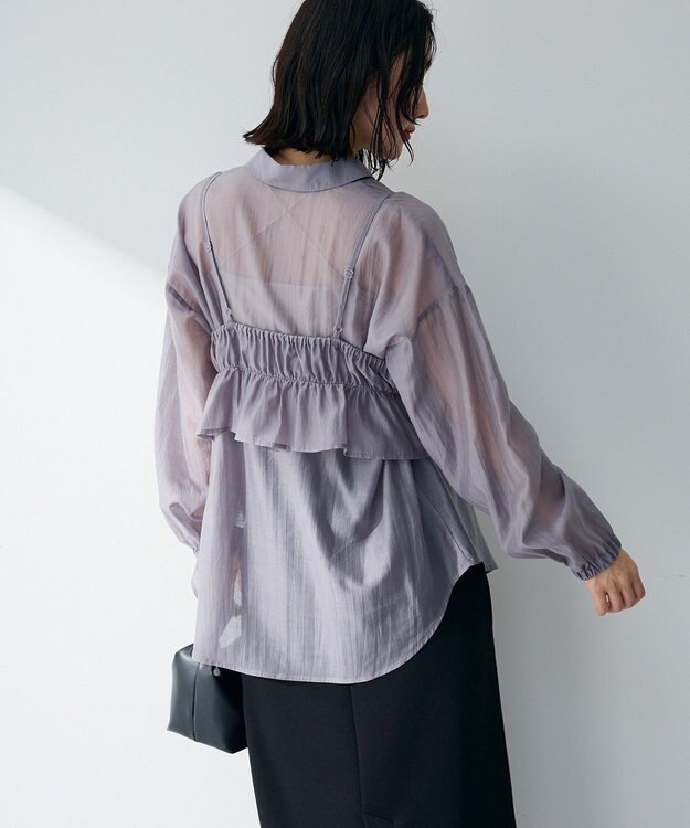 Green Parks 【WEB限定】ＳＥＴ２点フリルビスチェ＋シャツチュニックⅡ Charcoal Gray