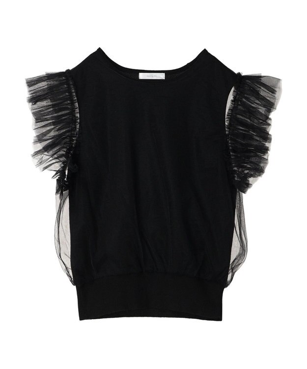 Green Parks ・swing by チュールレイヤーノースリーブニット Black