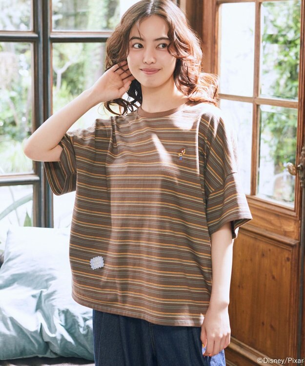 earth music&ecology 【予約】レトロボーダーTシャツ/TOY STORY ブラウン