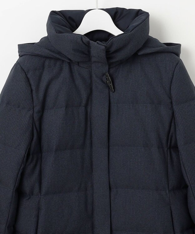 J.PRESS LADIES 【洗える】ポリエステルハウンドトゥース ロング ダウンコート ネイビー系3