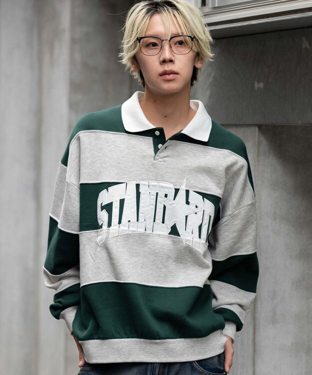 WEGO 【ユニセックス着用ITEM】カレッジロゴラガースウェット グリーン