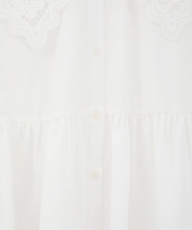 earth music&ecology 【コットン混】レース襟フレアヘムブラウス Off White