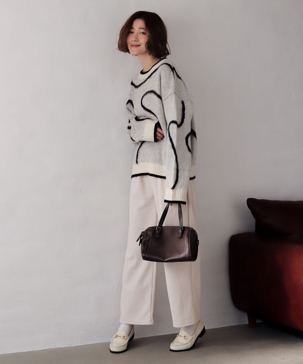 WEGO 【WEB限定/25年秋冬新作/ウエストゴム】裏ベロアワイドイージーパンツ ホワイトアイボリー