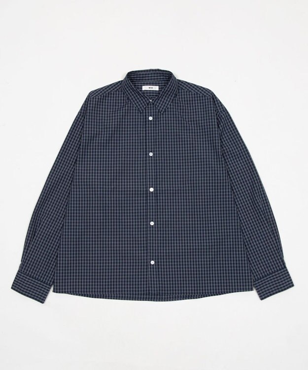 WEGO 【ユニセックス着用ITEM/MLサイズ展開】クロップドブロードシャツ ブルーチェック1