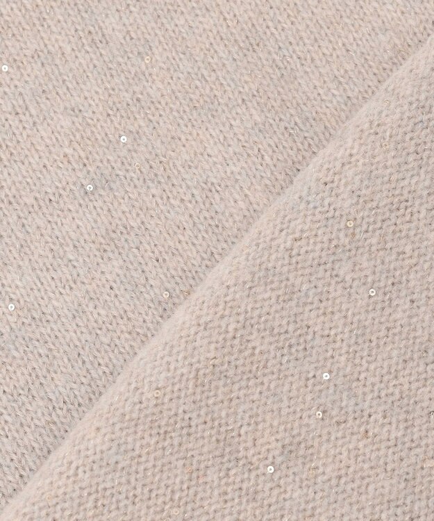 自由区 ウールカシミヤブレンドスパンコールハイネック ニット ベージュ