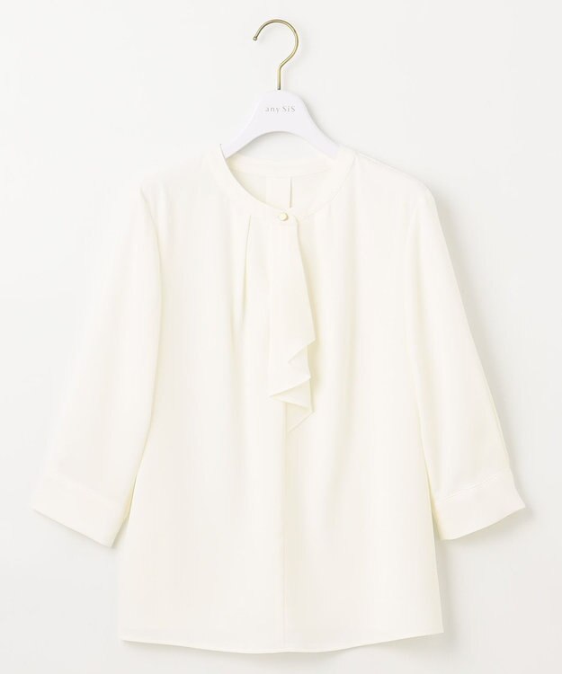 ANY SIS L 【洗える】ラッフルボウ ブラウス オフ