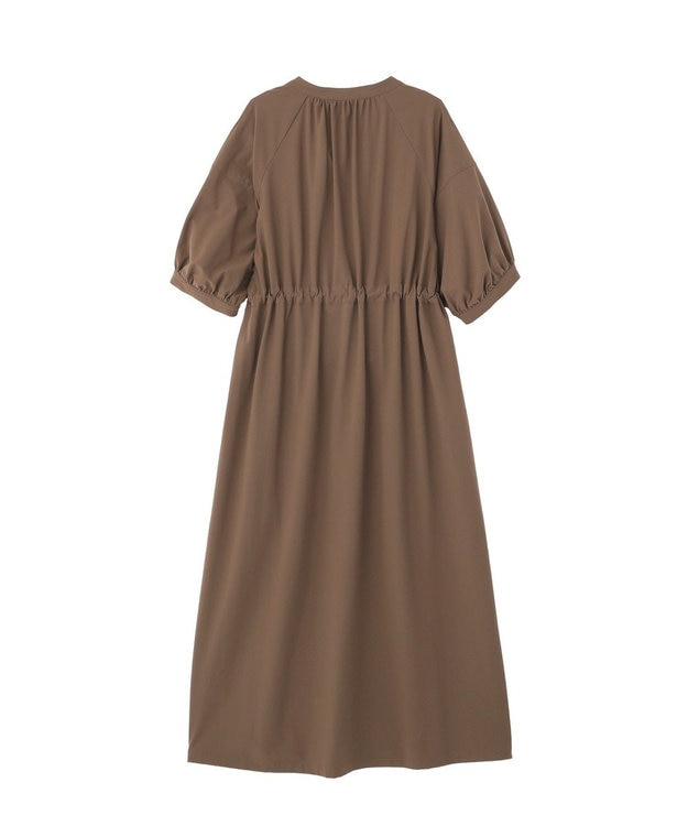 YECCA VECCA <<UVカット>>ドロストギャザー袖ワンピース Brown