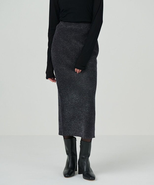 GRACE CONTINENTAL ラメタイトニットスカート ブラック