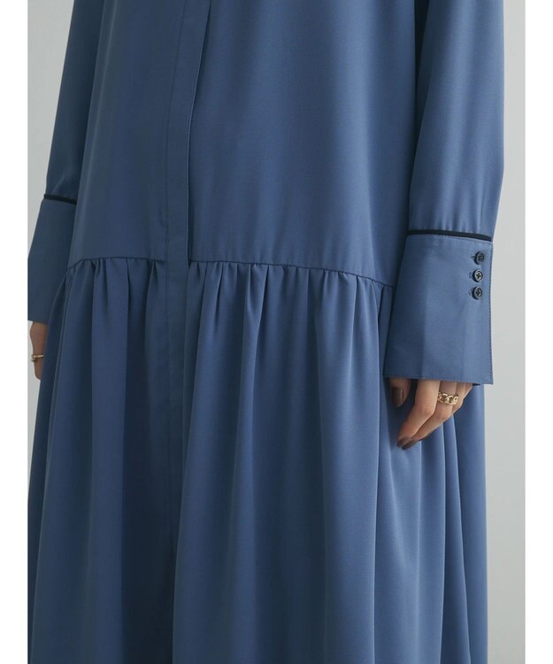 Green Parks armonia．配色シャツワンピース Blue