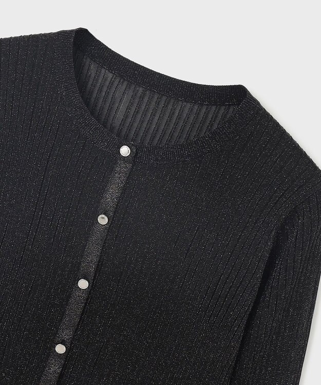 GRACE CONTINENTAL ラメリブシアーニットカーディガン ブラック