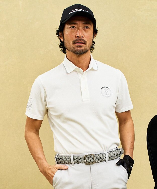 23区GOLF 【MEN】ナンバリングカノコ半袖ポロシャツ ホワイト系