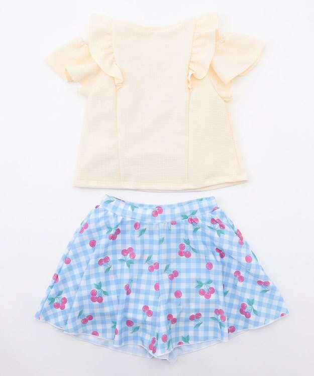 ANY KIDS 【UVカット】2WAYショルダーセパレート水着 エクリュ×サックスブルーチェック