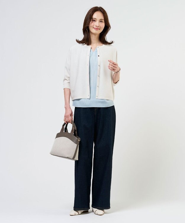J.PRESS LADIES 【洗える】BASIC STRETCH DENIM ワイド ストレート デニム インディゴ系