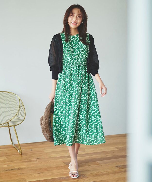 Feroux 【洗える】Vネックシアー カーデ ブラック系