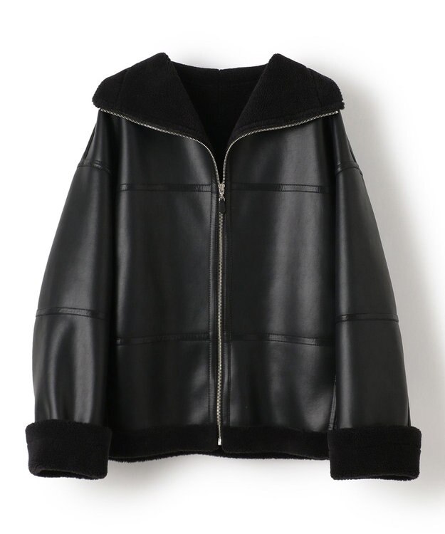 uncrave フェイク ムートン コート（uncrave WHITE） ブラック