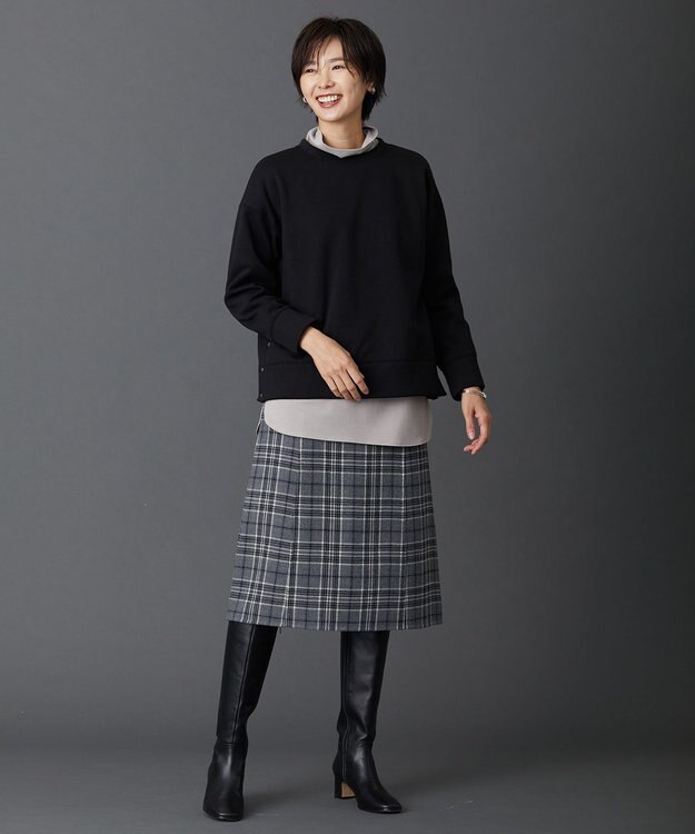 J.PRESS LADIES ミルドウールリバーチェック スカート ライトグレー系3