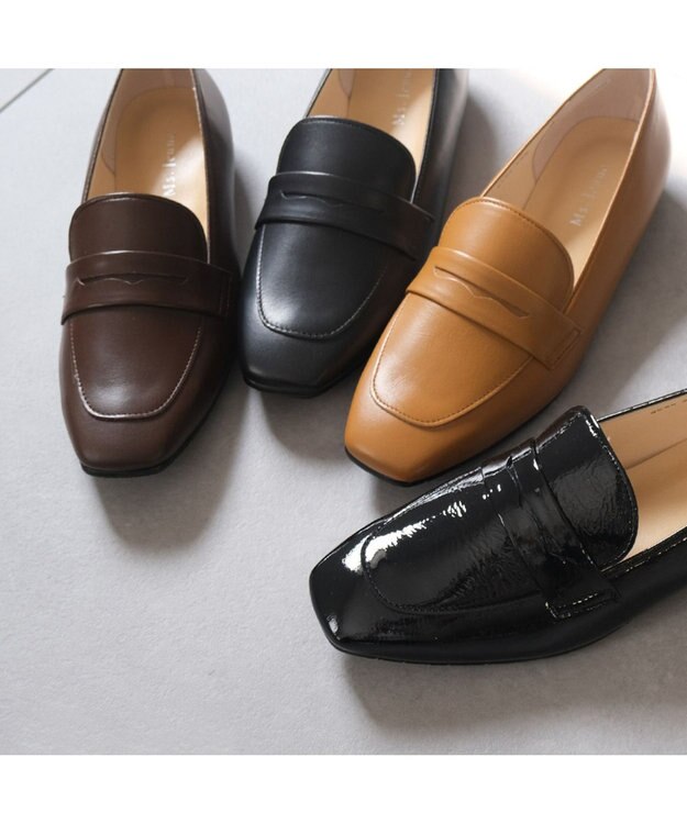 Pointer 日本製 本革シンプルローファー ブラック(シワエナメル)