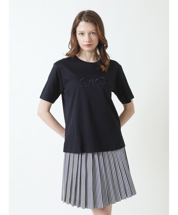 DAKS ロゴ スパンコール Tシャツ ラベンダー