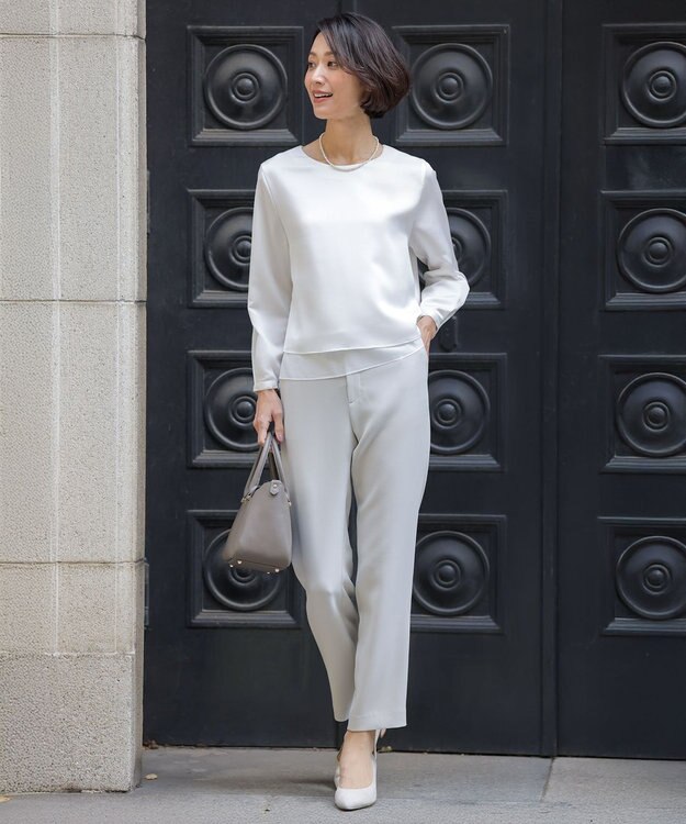 J.PRESS LADIES S 【セットアップ対応】セラテリーダブルクロス テーパード パンツ グレージュ系