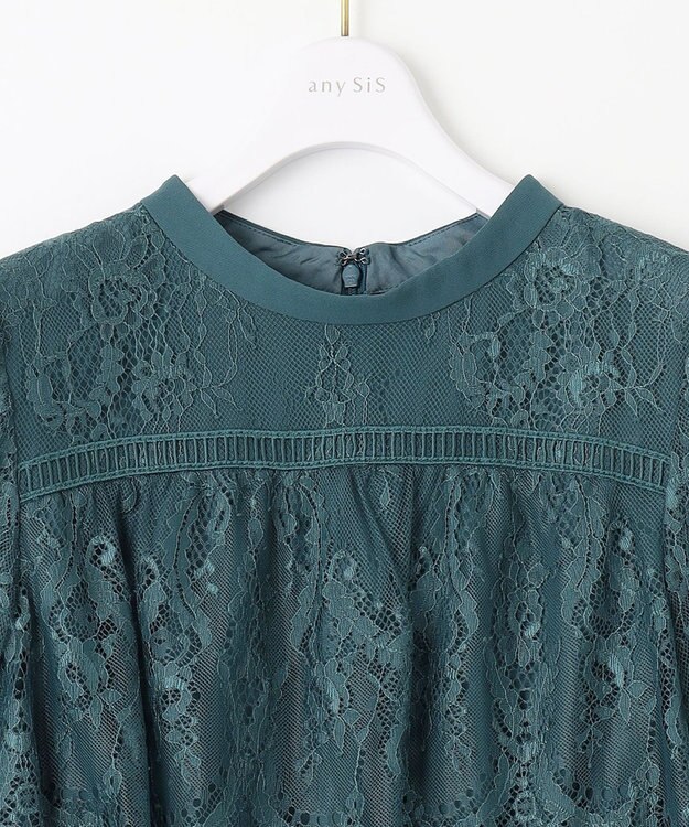 ANY SIS 【洗える】レーシーケープ ドレス ダスティグリーン