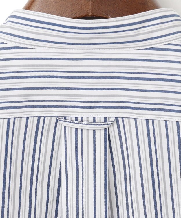 J.PRESS MEN ポプリンマルチストライプ バンドカラーシャツ ネイビー系1