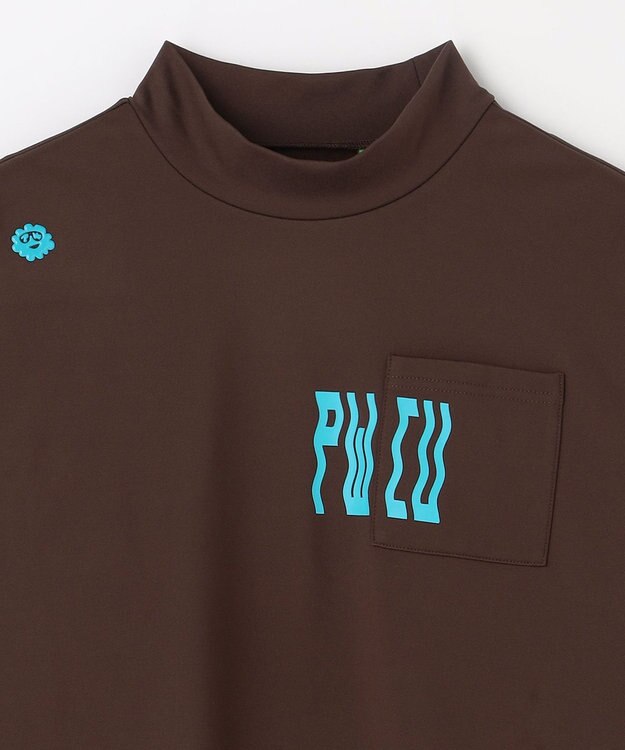 PW CIRCULUS 【裏起毛であたたか】【MEN】WAVY LOGO  裏起毛ロングスリーブモックネックT ゴルフ ダークブラウン系