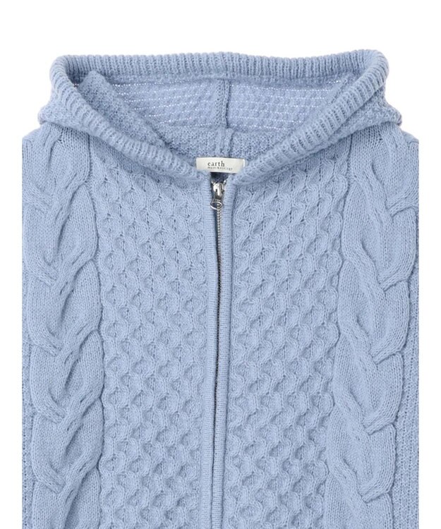 earth music&ecology ケーブルニットパーカー Grayish Blue